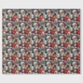 Weihnachtskunst: Santa Claus mit Dalmatiner Geschenkpapier (Flach)