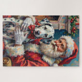Weihnachtskunst: Santa Claus mit Dalmatiner Puzzle (Horizontal)