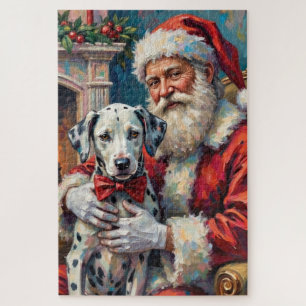 Weihnachtskunst: Santa Claus mit Dalmatiner Puzzle