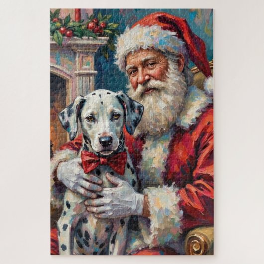 Weihnachtskunst: Santa Claus mit Dalmatiner Puzzle (Vertikal)