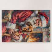 Weihnachtskunst: Santa Claus mit Great Dane Puzzle (Horizontal)