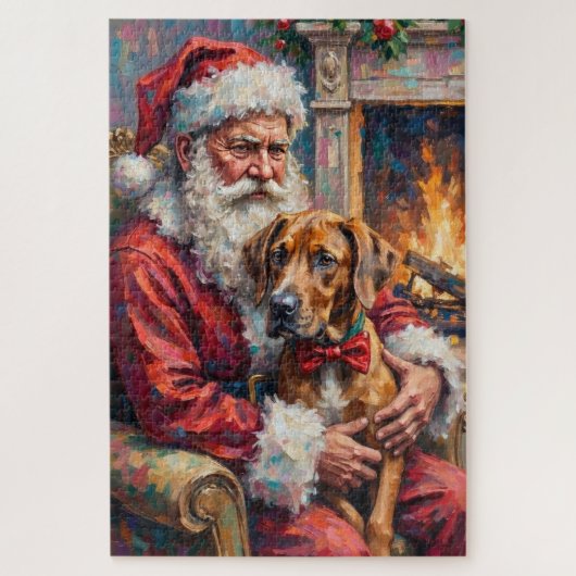 Weihnachtskunst: Santa Claus mit Great Dane Puzzle (Vertikal)