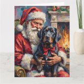 Weihnachtskunst: Santa Claus mit Neufundländer Karte (Vorderseite)