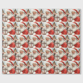 Weihnachtskunst: Santa Claus mit Poodle Geschenkpapier (Flach)