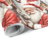 Weihnachtskunst: Santa Claus mit Poodle Geschenkpapier (Rolleneckpunkt)