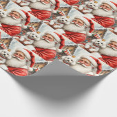 Weihnachtskunst: Santa Claus mit Poodle Geschenkpapier (Ecke)