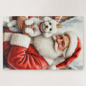 Weihnachtskunst: Santa Claus mit Poodle Puzzle (Horizontal)