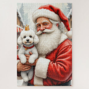 Weihnachtskunst: Santa Claus mit Poodle Puzzle