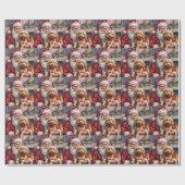 Weihnachtskunst: Santa Claus mit Pudel Geschenkpapier (Flach)