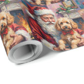 Weihnachtskunst: Santa Claus mit Pudel Geschenkpapier (Rolleneckpunkt)