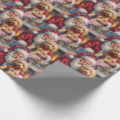Weihnachtskunst: Santa Claus mit Pudel Geschenkpapier (Ecke)
