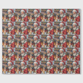 Weihnachtskunst: Santa Claus mit Pug Geschenkpapier (Flach)