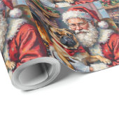 Weihnachtskunst: Santa Claus mit Pug Geschenkpapier (Rolleneckpunkt)