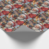 Weihnachtskunst: Santa Claus mit Pug Geschenkpapier (Ecke)
