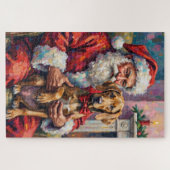 Weihnachtskunst: Santa Claus mit Weimaraner Puzzle (Horizontal)