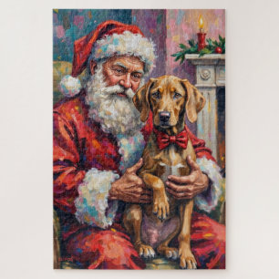 Weihnachtskunst: Santa Claus mit Weimaraner Puzzle