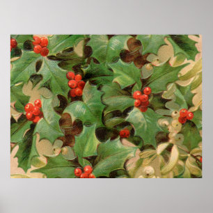 Weihnachtskunstdruck Vintages Design Blumenmuster Poster