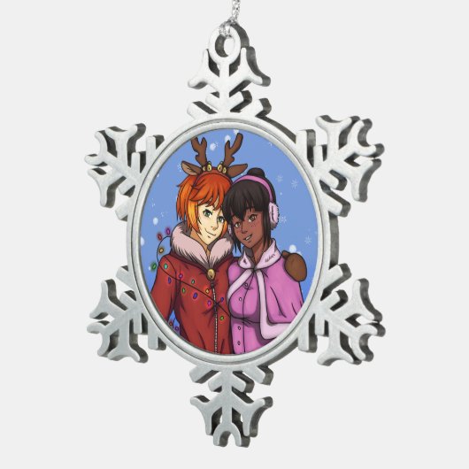 Weihnachtskuppel Schneeflocken Zinn-Ornament (Rechts)