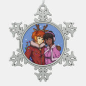 Weihnachtskuppel Schneeflocken Zinn-Ornament (Vorderseite)