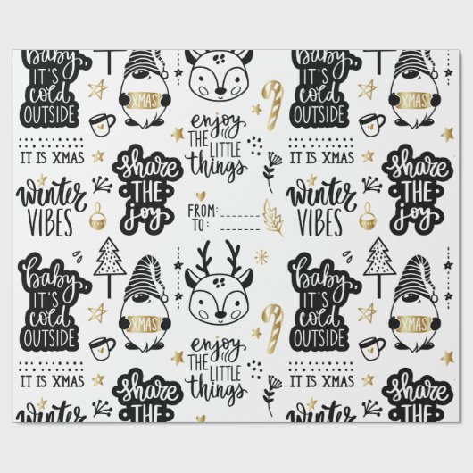 Weihnachtskurse in Schwarz und Gold Geschenkpapier (Flach)