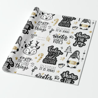 Weihnachtskurse in Schwarz und Gold Geschenkpapier