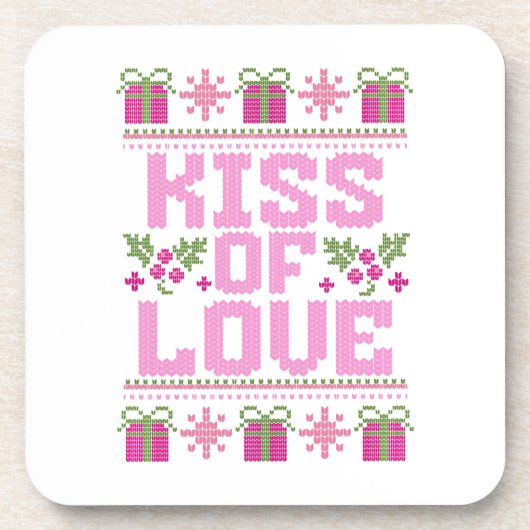 Weihnachtskuss der Liebe Getränkeuntersetzer (Vorderseite)