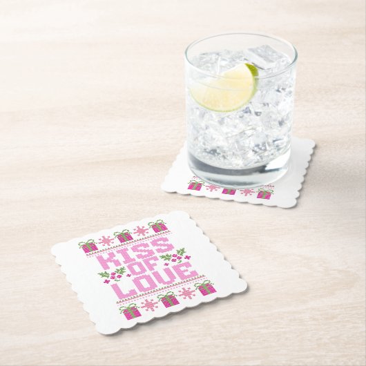 Weihnachtskuss der Liebe Untersetzer (Vor Ort)