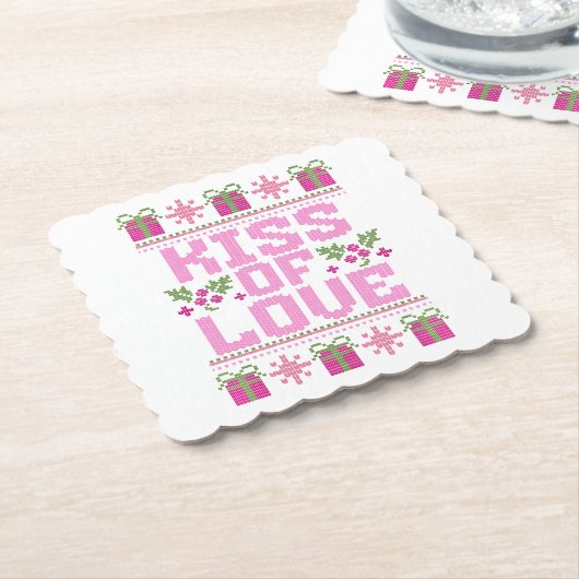 Weihnachtskuss der Liebe Untersetzer (angewinkelt)