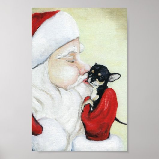 Weihnachtskuss für Chihuahua Kunst Print Poster (Vorne)