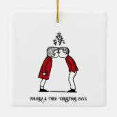 Weihnachtskuss unter dem Mistleton Keramikornament (Rückseite)