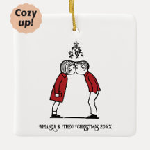 Weihnachtskuss unter dem Mistleton