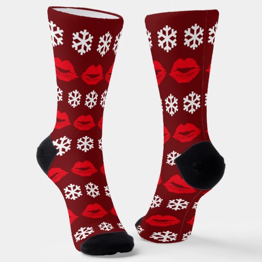 Weihnachtsküsse und Schneeflocken Niedlich Socken (Gewinkelt)
