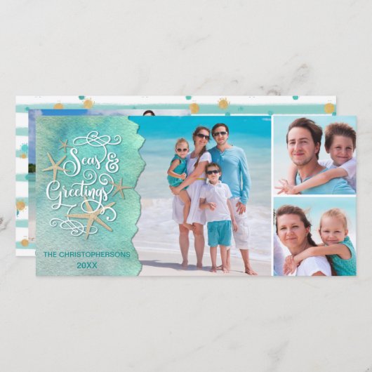 Weihnachtsküste Frohe Festtage 4 Fotos Feiertagskarte (Vorne/Hinten)