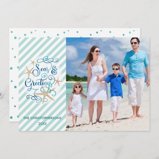 Weihnachtsküste Frohe Festtage Foto Streifen Feiertagskarte (Vorne/Hinten)