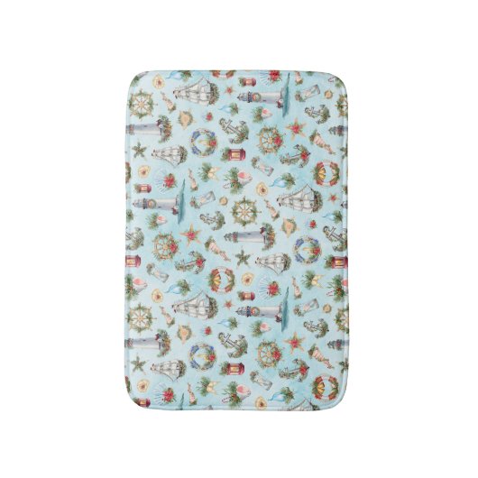 Weihnachtsküste Leuchtturmschiff Badematte (Vorderseite Vertikal)