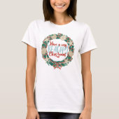 Weihnachtsküste Muschel Wreath - Grün T-Shirt (Vorderseite)
