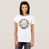 Weihnachtsküste Muschel Wreath - Grün T-Shirt (Vorne ganz)