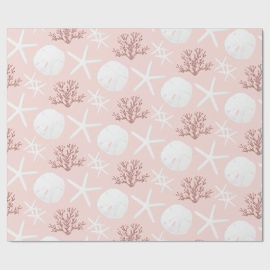 Weihnachtsküste Rose Gold Starfish Sand Dollar Geschenkpapier (Flach)