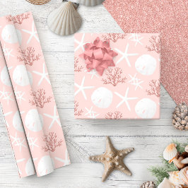 Weihnachtsküste Rose Gold Starfish Sand Dollar Geschenkpapier