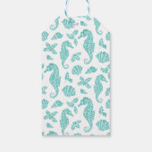 Weihnachtsküste Seepferd Aqua Blue Geschenkanhänger (Rückseite)