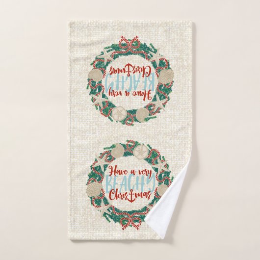 Weihnachtsküste Tropische Muschel Wreath - Rot Handtuch (Handtuch)
