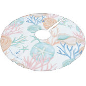 Weihnachtsküste Wasserfarbe Seashell Muster Polyester Weihnachtsbaumdecke (Schrägansicht)