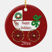 Weihnachtskutsche für Kleinkinder Happy Holidays Keramikornament (Hinten)