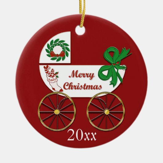 Weihnachtskutsche Keramikornament (Vorne)