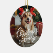 Weihnachtskutte niedliches Haustier Grün Urlaub Keramik Ornament (Rechts)