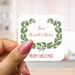 Weihnachtslabel Frohe Weihnachtsbäckerei Quadratischer Aufkleber