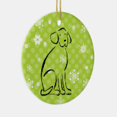 Weihnachtslabrador-Kunst addieren Namen Keramik Ornament (Rechts)