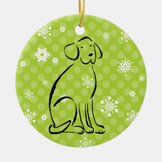 Weihnachtslabrador-Kunst addieren Namen Keramik Ornament (Vorne)