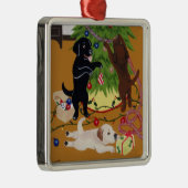 Weihnachtslabrador-Malerei Silbernes Ornament (Rechts)