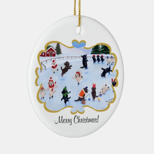 Weihnachtslabrador-Spaß-Malerei Keramikornament (Rechts)